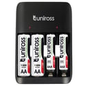 Зарядно за 4 акумулаторни батерии Uniross Value с 2 AA 1300 mAh и 2 AAA 600 mAh