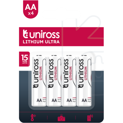 Литиеви батерии Uniross АА FR6 Ultra Lithium AA - 4 батерии