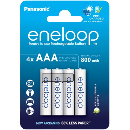 4 Акумулаторни батерии Panasonic Eneloop AAA 800 mAh - 1.2V