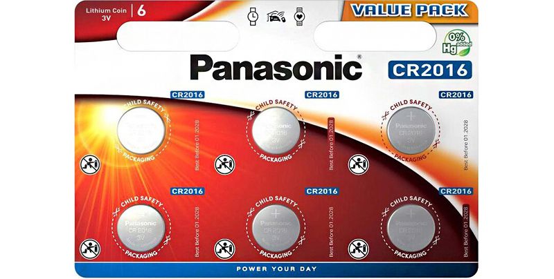 Литиеви батерии CR2016 Panasonic CR2016 - 3V - 6 батерии