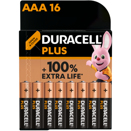 Алкални батерии ААА Duracell Plus Power MX2400 AAA - 16 броя