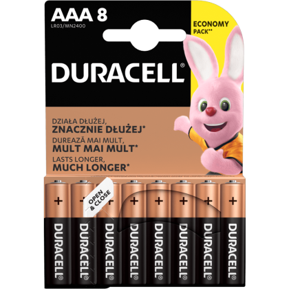 Алкални батерии ААА Duracell Basic MN2400 AAA -8 броя